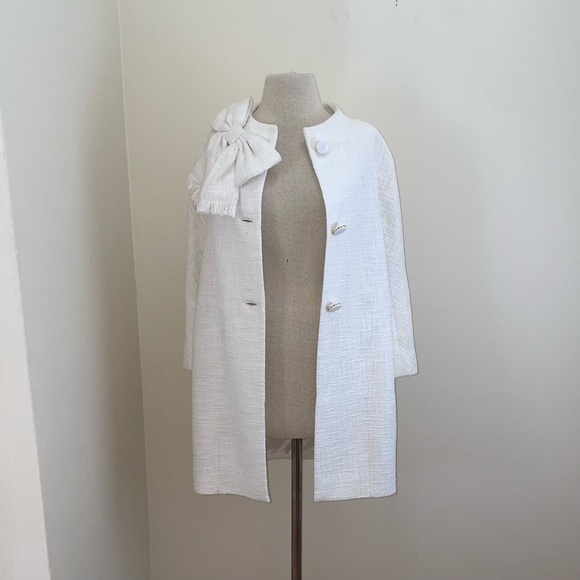 Kate Spade $548 White New York Dorothy Bow Front Tweed Coat Size 6 Small - Picture 6 of 16
